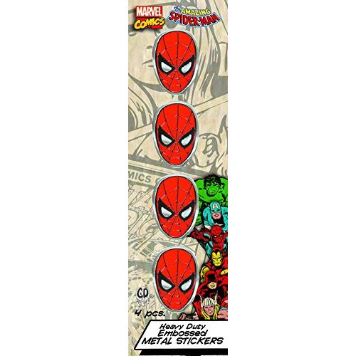Licences Produits Spiderman Mask Ensemble de mini-autocollants en métal (4 pièces), argent, 3cm