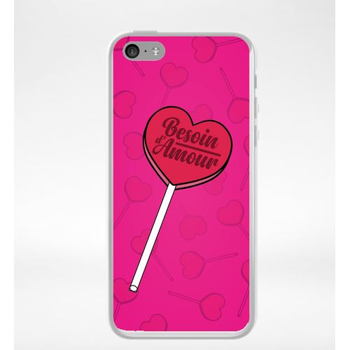 Coque Besoin Damour Fond Rose Compatible Iphone 5c Transparent