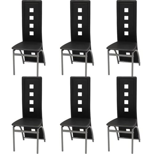 Vidaxl Noir Chaises De Salle À Manger - Lot De 6 - Similicuir - Image 1