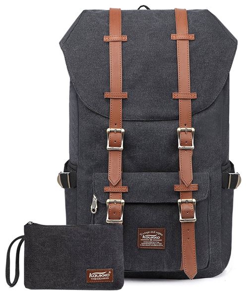KAUKKO Sac à dos loisir Compartiment pour 15 ordinateur portable 22 Litres Noir (paquet de 2)