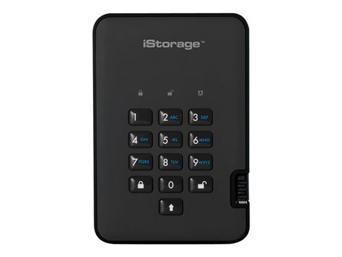 iStorage diskAshur² - Vaste schijf - gecodeerd - 4 TB - extern (draagbaar) - USB 3.1 Gen 1 - 5400 tpm -buffer: 8 MB - 256-bits AES, FIPS 197 - phantom-zwart