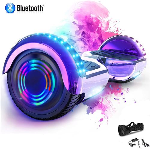6.5 Pouces Hoverboard Bluetooth Puissance 700W Avec lumière LED -sac de transport et télécommande offerts-Lila