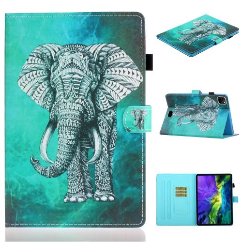 Etui en PU + TPU impression de motifs avec porte-cartes l'éléphant pour votre Apple iPad Pro 11 pouces (2020)/(2018)