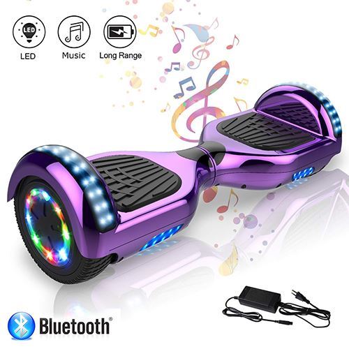 Hoverboard All Terrain chroom Purper, 6.5 inch, 700w, LED-verlichting, Automatische balans