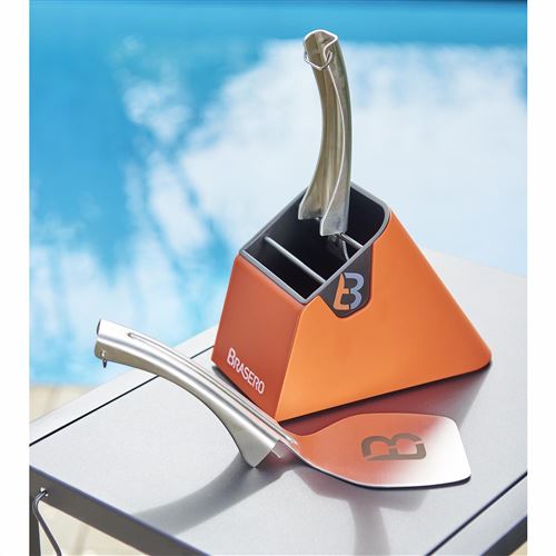 BRASERO - Kit de spatules pour planchas - 2 spatules inox + 1 support aimenté