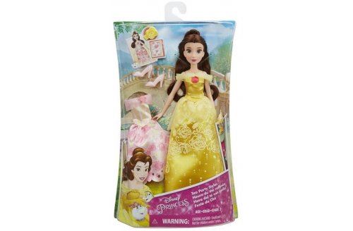 Disney princess belle et bete : poupee belle tenue magique de princesse - robe rose et robe jaune