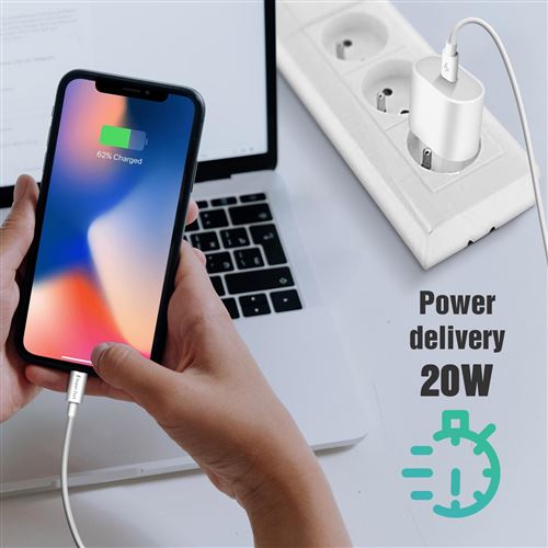 Chargeur 20w Adaptateur secteur USB-C rapide pour iPhone 12 - Chargeur pour  téléphone mobile à la Fnac