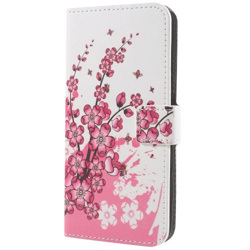 Etui en PU support magnétique impression fleur rose Samsung Galaxy S9