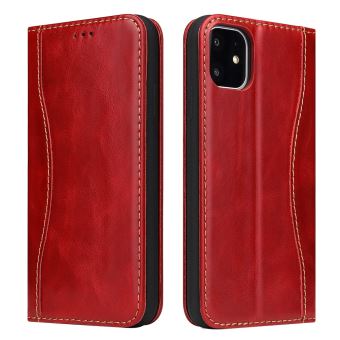 Etui en cuir véritable retourner rouge pour votre Apple ...