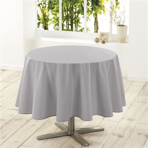 Nappe ronde (0) 180 cm polyester uni essentiel Gris