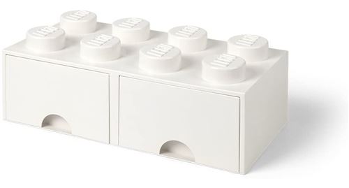 LEGO pierre de rangement avec tiroirs 8 tenons 50 x 18 cm PP blanc 