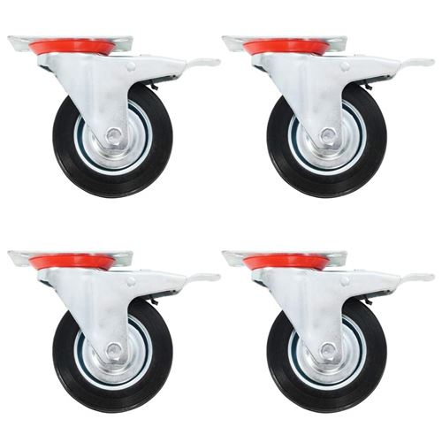 Vidaxl Noir 16 Pcs Roulettes Pivotantes 100 Mm - Image 2