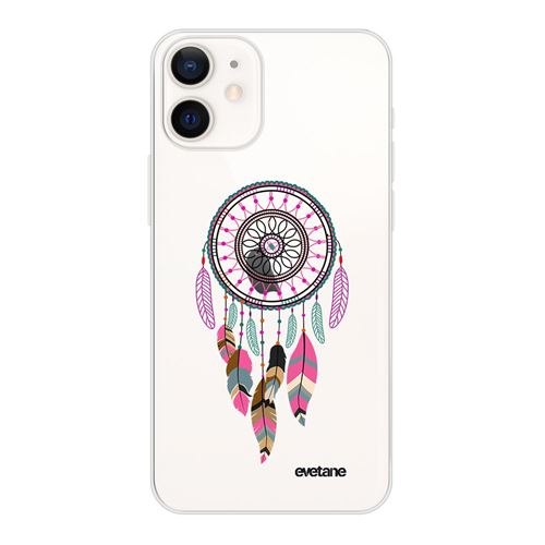 Coque pour iPhone 12 mini souple transparente Attrape Rêve Rose Fushia Motif Ecriture Tendance [Evetane®]