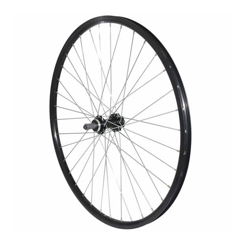 Roue vtt 27.5 p2r disc arriere alu noire double paroi moy 36rayons alu 6trous roue libre 8-7-6v.