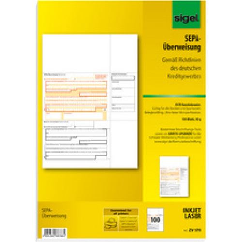 sigel sigel bankformular pc-sepa-überweisung, din a4 noir
