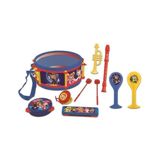 PAT PATROUILLE - Set de 7 Instruments de Musique - Tambour, Maracas, Castagnette, Harmonica, Flûte, Trompette &