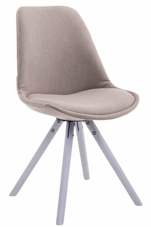Chaise Toulouse tissu pieds ronds , Taupe/Blanc