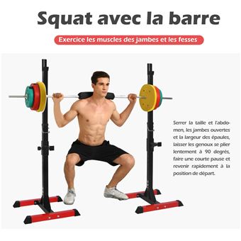 Support De Squat Réglable Et Multifonction Pour Barre De Musculation - Neuf