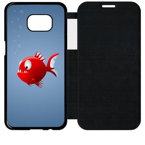 Etui À Rabat Flip Flap Samsung Galaxy S7 Edge Piranha Fond Bleu