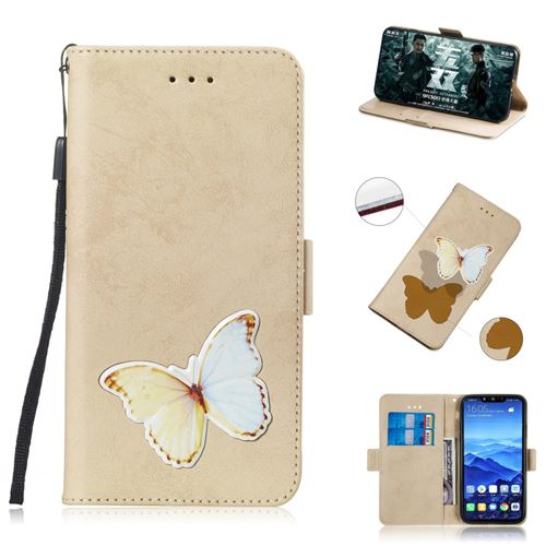 Etui en PU Impression de motifs vintage or pour votre Huawei Mate 20 Lite/Maimang 7