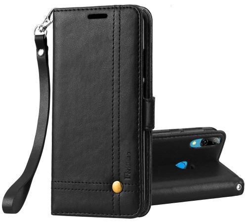 Housse pour Huawei P Smart Z/ Y9 Prime 2019 Housse Coque Etui de luxe Portefeuille Porte Carte Et Billet (avec support integré) Noir