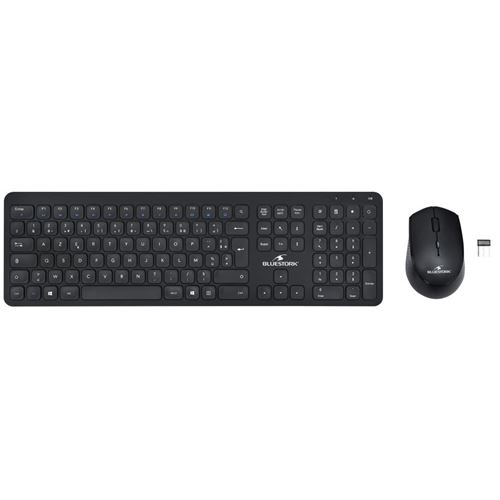 BLUESTORK Silent Office Pack - Toetsenbord en muis set - draadloos - 2.4 GHz - zwart - doos