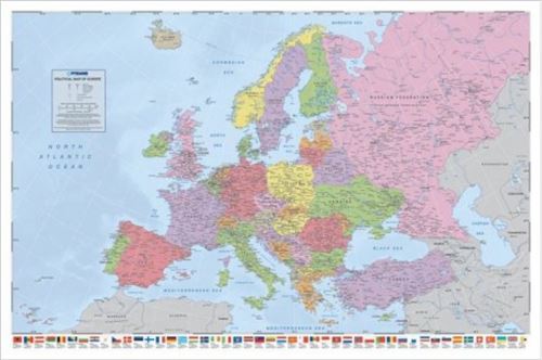 Cartes Poster - Political Map Of Europe, Flags (61x91 cm)
