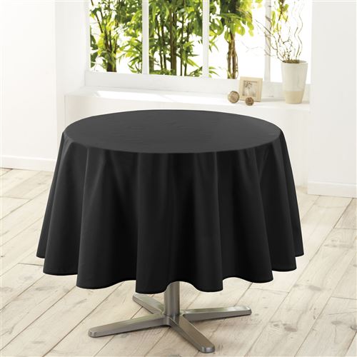 Nappe ronde (0) 180 cm polyester uni essentiel Noir