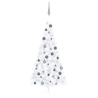 Demi-arbre de Noël artificiel en PVC acier plastique avec LED et boules