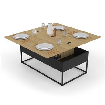 IDMARKET Table basse extensible relevable en table à manger IDMARKET Table basse extensible relevable en table à manger
