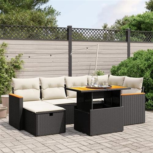 vidaXL - Salon de jardin - Ensemble de mobilier d'extérieur - 7 pièces - Noir - Image 3
