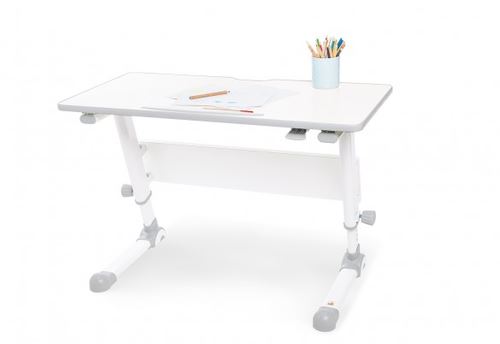 Pinolino Bureau pour enfants Rasmus Décor uni blanc et gris et metal laqué blanc