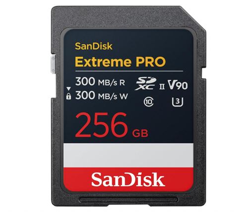 Carte Mémoire SD SanDisk Extreme PRO 256Go SDXC UHS-II jusqu à 300MB/s V90, 8K, 4K UHD, SD carte mémoire flash haute vitesse