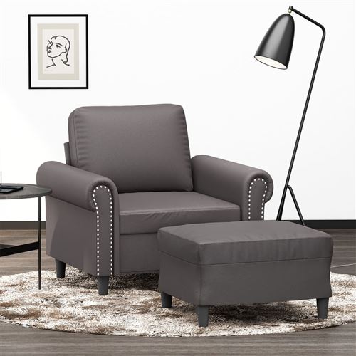 vidaXL - Fauteuil avec repose-pied - 60 cm - Gris - Image 2