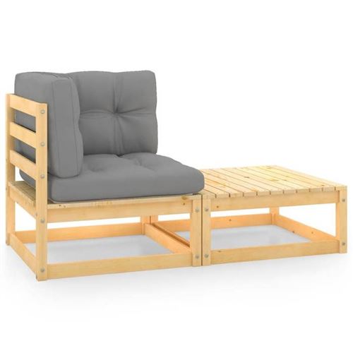 VidaXL - Garten-lounge-set kiefernholz, One Size, Grau