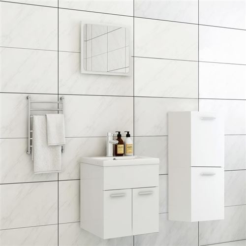 vidaXL Ensemble de meubles de salle de bain Blanc Aggloméré3071441