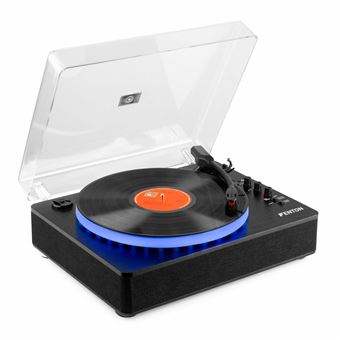 Fenton RP162LED Platine Vinyle Bluetooth avec LEDs et Haut-Parleurs Intégrés - Noir, 33, 45 et 78 Tours - 1