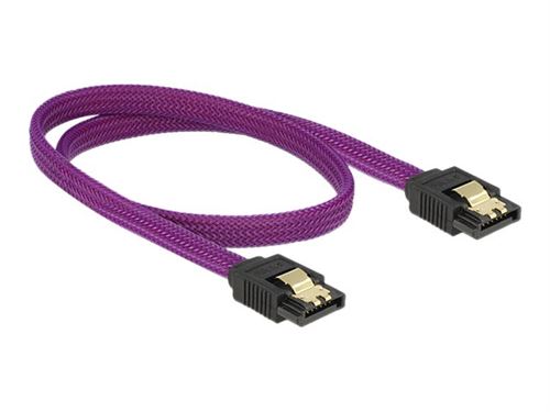 Delock Premium - SATA-kabel - Serial ATA 150/300/600 - SATA (M) naar SATA (M) - 50 cm - vergrendeld - paars