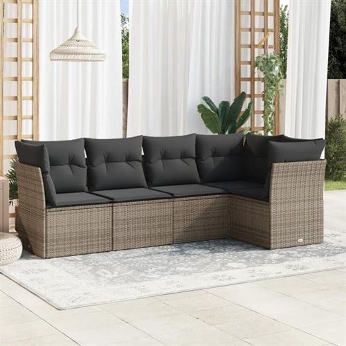 Vidaxl Gris Salon De Jardin 5 Pcs Avec Coussins - Image 3