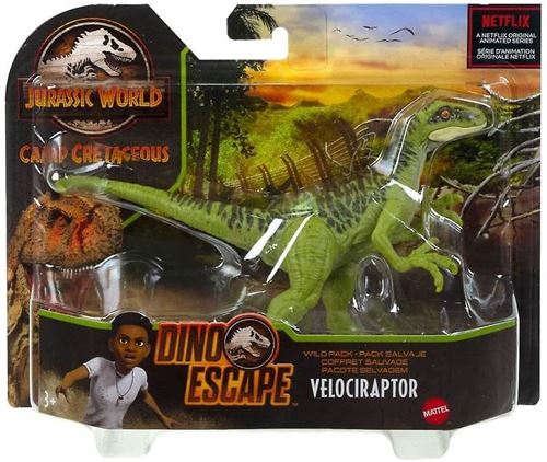 Jurassic World Camp Cretacé Dino Escape Wild Pack - Figurine articulée 13 cm - Dinosaure Vélociraptor