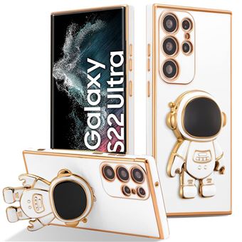 Coque Silicone pour Samsung Galaxy S22 Ultra, Protection TPU Souple Antichoc avec Support Space Man Blanc (pas pour S22) - BOOLING - 1
