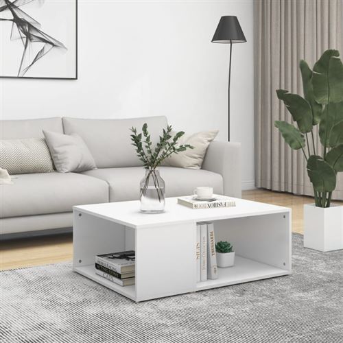 VIDAXL - Table basse - Bois d'ingénierie - Blanc - 90x67x33 cm - Image 2