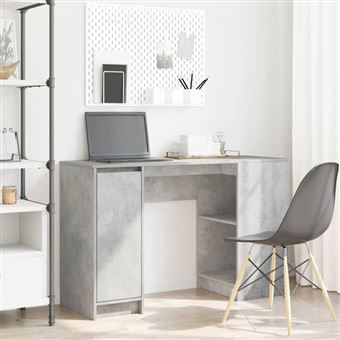 Bureau gris béton 120x42x76 cm bois d ingénierie - 1