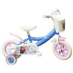 Vélo 10 enfant Reine des Neiges avec panier avant, garde boues, carter, roues bâtons & 2 stabilisateurs