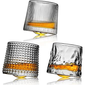 Lot de 3 verres à whisky rotatifs en cristal – 160 ml - 1
