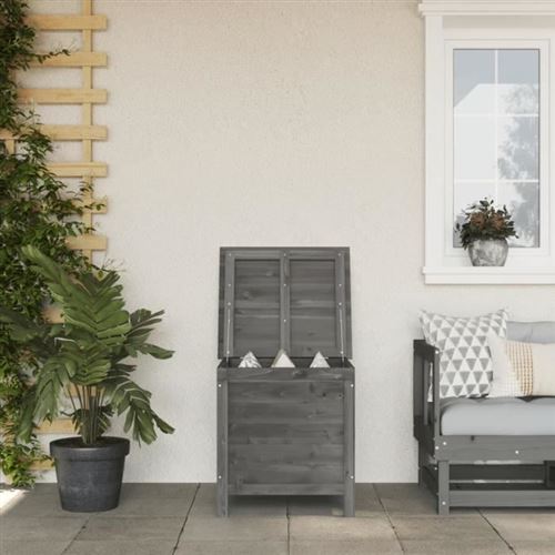 Vidaxl Boîte De Rangement Bois Sapin Massif - Anthracite - Image 3