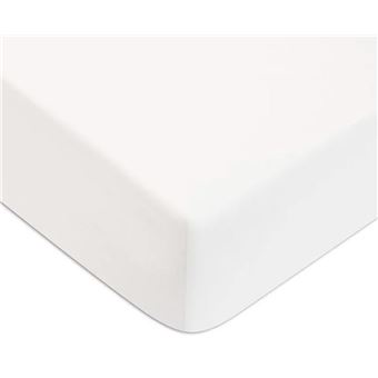 Drap-housse percale blanc bonnet 35 - 140x200 cm, 100% coton