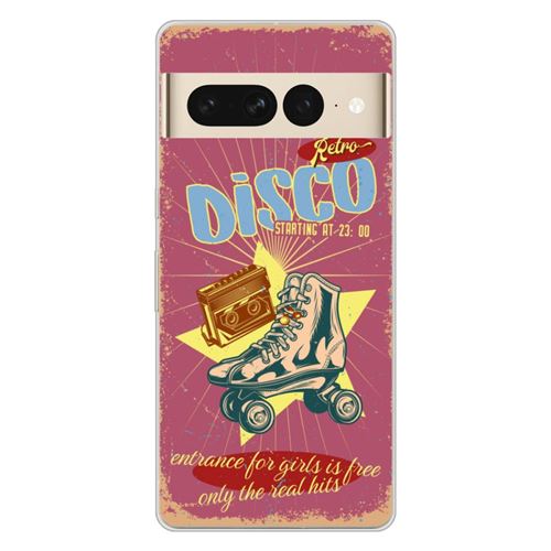 Coque en silicone imprimée compatible Google Pixel 7 Pro Retro disco