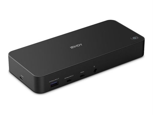 LINDY DST Pro Universal - Station d'accueil - pour ordinateur portable - USB-C / Thunderbolt 3 / Thunderbolt 4 - 3 x HDMI, 2 x DP - GigE - 130 Watt