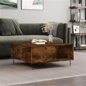 VidaXL Salontafel 80x80x36,5 cm bewerkt hout zwart - Kantoormeubelen Plus